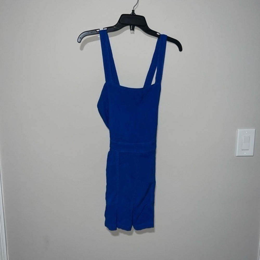 Royal Blue short Romper Zara medium with pockets and criss cross back